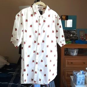 Holiday short sleeve button up